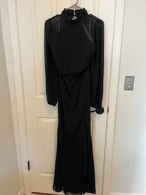 Lulus Graceful Entrance Black Long Sleeve Backless Maxi Dress